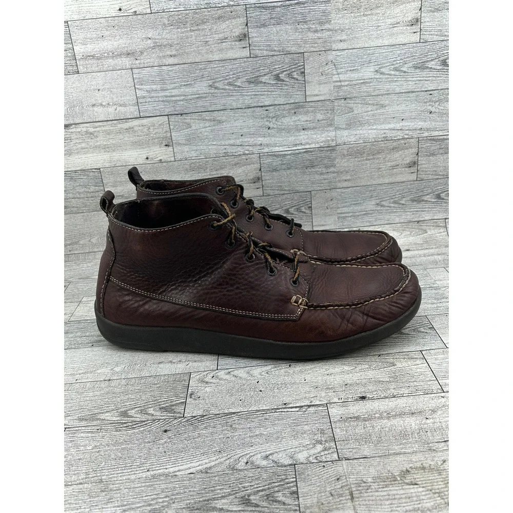 Orvis Men Brown Leather Moc Toe Chukka Boots Lace Up Ankle Shoes Size 12M